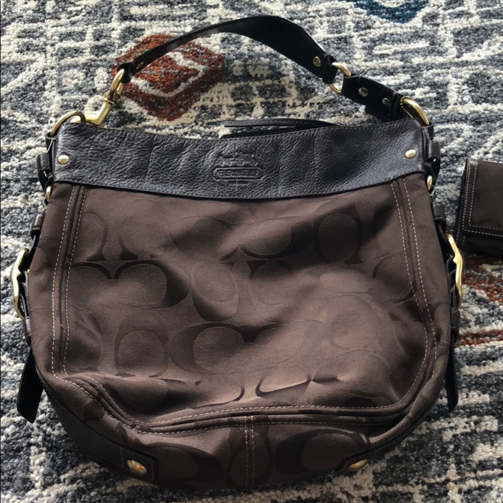 Coach signature brown handbag